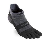 Calcetines bajos cinco dedo Injinji Midweight para correr de hombre - 203110GWH, Large, Negro/Gris