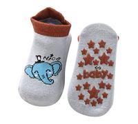 Calcetines Bebe - Calcetines De Algodón para Bebé Bonitos Calcetines Antideslizantes con Animales Calcetines para Niño Pequeño Tejido En La (Grey 20 Infant)