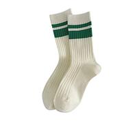 Calcetines blancos para mujer, para otoño e invierno, a rayas, bordados, con letras, I, Altoa única