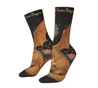Calcetines Bonito Dragón De Flores Calcetines Media Caña Unisex Antideslizantes Calcetine Para Tennis Mujer Trabajo 40Cm