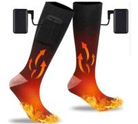 Calcetines Calefactables,4000mAh Calcetines Térmicos Recargables con 3 Temperaturas,Zona de Calentamiento, Calcetines Lavables para Ciclismo/Esquí/Pesca en Invierno,Unisex 36-44(Black)