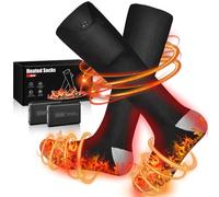 Calcetines calefactables, Calcetines calefactables para Mujer y Hombre, la solución para los Dedos fríos en el año 2023-5 V, 5000 mAh, Calcetines calefactables Recargables para esquí (Black Grey)