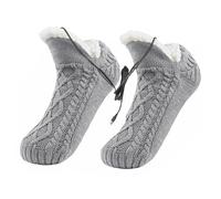 Calcetines Calefactables Con USB For Interiores, Calentadores De Pies Eléctricos, Recargables Por USB Antideslizantes Y Suaves For Hombre Y Mujer(Grey)