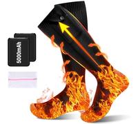 Calcetines calefactables gruesos con batería de 2 x 5000 mAh 5 V, 4 niveles de calefacción, calcetines elásticos calentadores de pies a 360°, calcetines calefactables lavables para mujer y hombre, 36