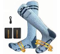 Calcetines Calefactables Hombres Mujeres, 5000 mAh Recargables con Batería Térmica, Máximo Uso10 h, Calcetines Termicos Ajustables 4 Niveles para Caza, Esquí, Senderismo(Gray)