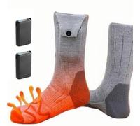 Calcetines Calefactables Recargables, 2 × 5000 mAh/5 V Calcetines Calefactables Mujeres y Hombres, 4 Ajustes de Calor para Caza Esquí Ciclismo Pesca(Gray)