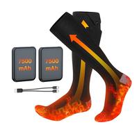 Calcetines Calefactables Recargables, 2 × 7500 mAh/5 V Calcetines Calefactables Mujeres y Hombres Máximo Uso14 H, Calcetines Termicos Ajustables de Lana 4 Niveles 45℃/50℃/60℃/70℃