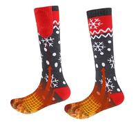 Calcetines Calefactables Unisex, Calcetines Calentadores Lavables, 3 Niveles de Control de Temperatura para Camping Senderismo en Invierno Esquí(Red,Socks)