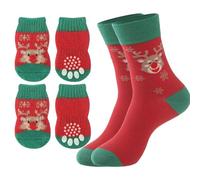 Calcetines cálidos y Antideslizantes para Mascotas, Calcetines para Perros, Estilos navideños y Familiares, Calcetines para Perros, Suministros para Mascotas (Rojo, L)