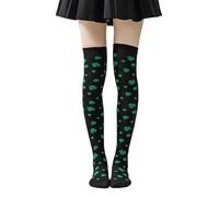 Calcetines Calientes Para Mujer Elegante, Humor Alto Verde Festivo Para El Día de San Patricio Adornada Con Bordados Originales