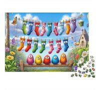 Calcetines Colgantes Colorido Jigsaw Puzzles para Adultos 1000 Puzzles para AdultosCasas de Pueblo Acogedoras Rompecabezas Desafiantes Juego de Rompecabezas para El Todo para Mujeres, ColourfuG 38x2