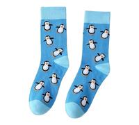 Calcetines Coloridos Con Motivos Divertidos Para Hombres y Mujeres - Locos, Unisex, Talla Única 36-43, Tripulación 1-Par, Pingüino Azul