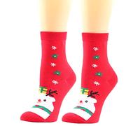 Calcetines coloridos de Navidad para mujer, con dibujos animados, Papá Noel, alce, muñeco de nieve, calcetines de Navidad divertidos, White Fat Elk n.º 3, Altoa única