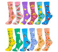 Calcetines coloridos para mujer, divertidos y divertidos calcetines con patrón de Marvel, paquete de calcetines de algodón de primera calidad, talla 6-11, 12 pares de piña serie 031202, Large/X-Large