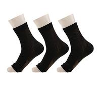 Calcetines Compresión Sin Dedos15-20 Mmhg (3 Pares) Manga del pie Calcetines de Compresión de Tobillo Punta Abierta Mujeres Hombres Soporte de Tobillo para Alivio Plantar Deportivo,A,S/M