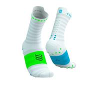Calcetines Compressport Pro Racing v4.0 Ultralight Run High Blanco Verde, Talla Talla 2
