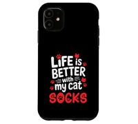Calcetines con Nombre de Gato Life Is Better with My Cat Socks Carcasa para iPhone 11