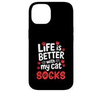 Calcetines con Nombre de Gato Life Is Better with My Cat Socks Carcasa para iPhone 14