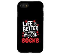 Calcetines con Nombre de Gato Life Is Better with My Cat Socks Carcasa para iPhone SE (2020) / 7/8