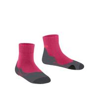 FALKE TK2 Short K Sso lana hilo funcional antiampollas gruesos 1 par, Calcetines para senderismo Unisex niños, Rojo Rose 8564, 31-34