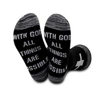Calcetines Cristianos Motivacionales Cruz Regalo Inspirador Con Dios Todas las cosas son Posible Regalo Religioso, Negro-With God all things are possible, L