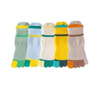 Calcetines de algodón con cinco dedos para niños, transpirables, para correr, 5 pares, 5 colores., 10-15 años
