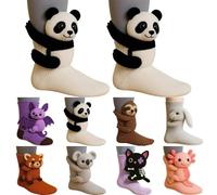 Calcetines de Algodón con Relieve de Animales 3D, Punto a Mano de Doble Espesor para un Abrazo Cálido, Talla Única Unisex para Invierno