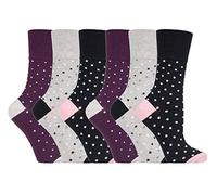 Calcetines de algodón de Gentle Grip para mujer, no elásticos, 6 pares (tallas 37-42, GG133)