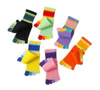 Calcetines de algodón para niños, calcetines de cinco dedos calcetines de rayas arco iris para niñas niños 2-10 años, 6 pares, Múltiples, 6-10 años