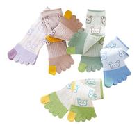 Calcetines de algodón para niños, calcetines deportivos de cinco dedos, calcetines de malla con patrón de animales de dibujos animados lindos para niños y niñas de 3 a 12 años, 5 pares, multicolor,