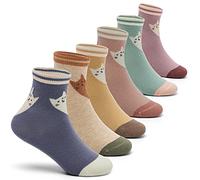 Calcetines de algodón para niños, calcetines sin costuras, calcetines coloridos de cuarto por paquete, 6 pares, Mix Cat G, 8-10 años
