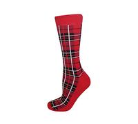 Calcetines de algodón rojo a cuadros para hombre, 43627