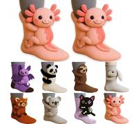 Calcetines de animales para mujeres, adolescentes, regalos cálidos y suaves, novedosos calcetines de punto 3D divertidos para abrazar perezoso, conejo, panda, ajolote y más diseños de animales para