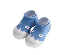 Calcetines de animales para niños y niñas, zapatos cálidos para piso, no precaminadores, sandalias de bebé para mujer, Blue, 24 EU