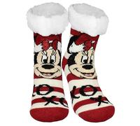 Calcetines de cabaña de Mickey Mouse de Disney - XOXO - Calcetines de casa para mujer, calcetines mullidos de invierno, calcetines cálidos, rojo, beige, 35-38