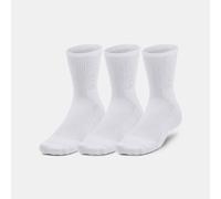 Under Armour Unisex 3-Maker 3 Pack Mid-Crew, calcetines deportivos transpirables con soporte y amortiguación, calcetines altos ligeros y cómodosWhite/White/Mod Gray,LG