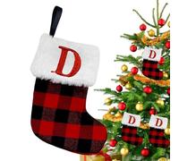 Calcetines de chimenea de Navidad, medias de Navidad con letras | Colgantes calcetines de árbol de Navidad con letras | Colgantes de árbol de navidad, patrón a cuadros, calcetines, bolsas, suministros