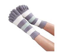 Calcetines De Cinco Dedos 3 Pares De Calcetines Gruesos De 5 Dedos For Mujer, Calcetines Cálidos De Invierno Con Dedos, Zapatillas De Suelo Suaves Y Acogedoras A Rayas For Mujer para uso diario(3 pair