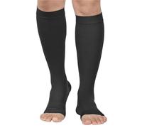 Calcetines De CompresióN 1 par de medias compresión pantorrilla con punta abierta 20-30 mmHg for hombres y mujeres para Volar(Black,M)