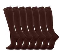 Calcetines de compresión 2025, 7 pares para mujeres y hombres, calcetines de circulación hasta la rodilla, soporte para atletismo, correr, ciclismo, inserto de malla, café, L
