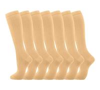 Calcetines de compresión 2025, 7 pares para mujeres y hombres, calcetines de circulación hasta la rodilla, soporte para atletismo, correr, ciclismo, inserto de malla, beige, Small
