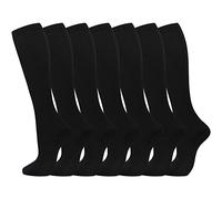 Calcetines de compresión 2025, 7 pares para mujeres y hombres, calcetines de circulación hasta la rodilla, soporte para atletismo, correr, ciclismo, inserto de malla, Negro, L