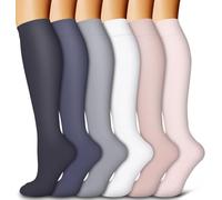 Calcetines de Compresión 6 pares Hombres Circulación 15-20 mmhg Medias de Compresión Médicas Mujeres Enfermería (A-Assorted-1, L-XL)