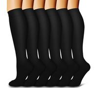 Calcetines de Compresión 6 pares Hombres Circulación 15-20 mmhg Medias de Compresión Médicas Mujeres Enfermería (Negro, L-XL)