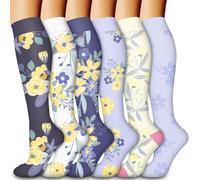 Calcetines de Compresión 6 pares Hombres Circulación 15-20 mmhg Medias de Compresión Médicas Mujeres Enfermería (C-Assorted-2, S-M)