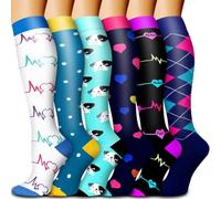 Calcetines de Compresión 6 pares Hombres Circulación 15-20 mmhg Medias de Compresión Médicas Mujeres Enfermería (B-Assorted-1, S-M)