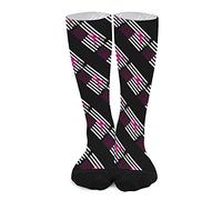 Calcetines De Compresión Bandera De Lazo Rosa Para La Concienciación Sobre El Cáncer De Mama Transpirables Suaves Calcetines Atléticos, Para Senderismo, Entrenamiento, Deporte, 50cm
