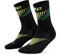 CEP Core Run Merino Socks Mid Cut 3.0, calcetines de running, hombre, negro 45-48 Black/Lime