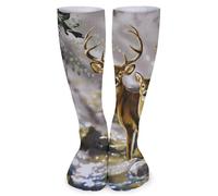 Calcetines De Compresión Ciervo Con Camuflaje De Árbol Nórdico Clásicos Suaves Calcetines La Bici, Para Entrenamiento, El Uso Diario, Senderismo, 50cm