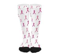 Calcetines De Compresión Cinta Contra El Cáncer De Mama Suaves Humedad Wicking Calcetines De Baloncesto, Para Senderismo, Entrenamiento, Yoga, 50cm
